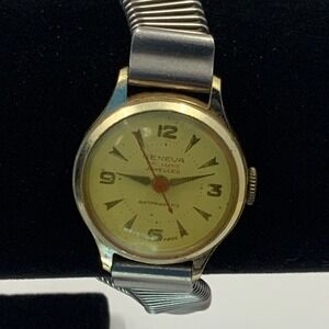 Vintage Geneva De Luxe Watch Swiss Made I Schotten Co For Parts Repair Gold Tone